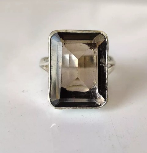 Smoky quartz ring - solid, 925
