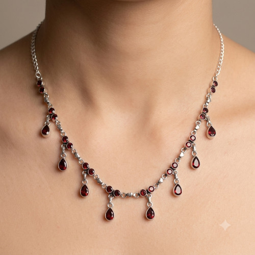 Red garnet gemstone handmade - garnet,