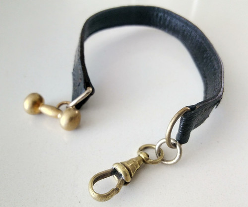 Vintage black leather pocket - black,