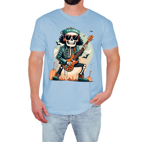 Skeleton guitar mens shirt - guitar, t-shirt