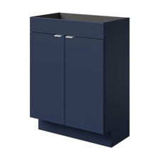 Bathroom Cabinet Slimline Matt Blue Double Modern Soft Close (H) 820mm (W) 600mm