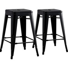 Metal Backless Barstool Set 2