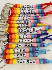 PERSONALISED BEADED KEYRINGS/BAG TAG/NAME/TEACHER Incentive PARTY Bag Filler