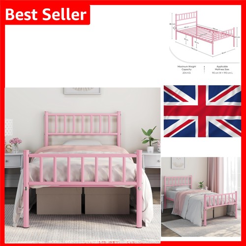 Pink single metal bed - pink,