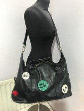 Black leather womens large crossbody & messenger bag shoulder bag - BA