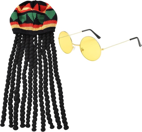 Rasta hat with yellow - yellow, glasses