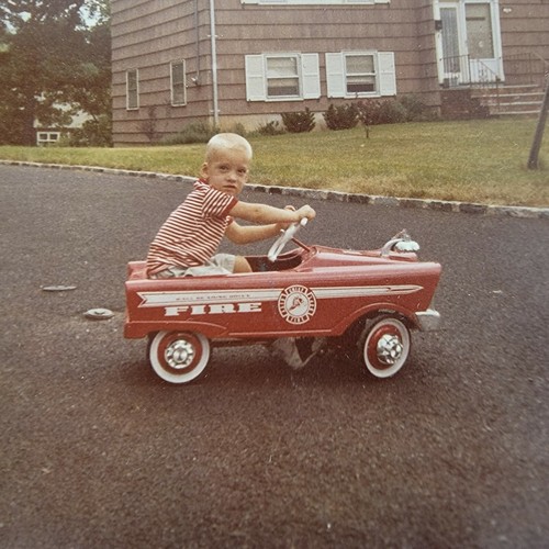 Vtg photo small boy - small, truck