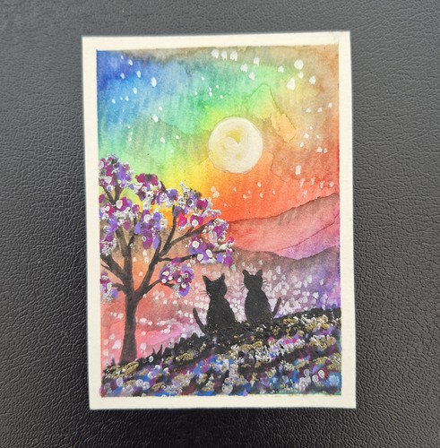 Original aceo cosmic cats - aceo, "