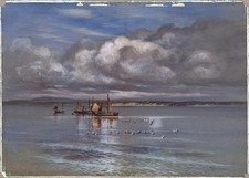 CHARLES J. BULGIN Watercolour Painting BOATS AT SEA - 20TH CENTURY - SEASCAPE