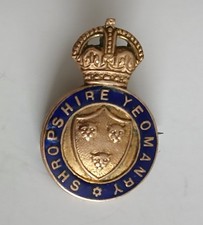 Vintage Shropshire Yeomanry WW1 Army Enamel Lapel Badge Sweetheart Brooch 