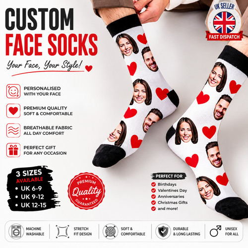 Custom face socks personalised - custom,