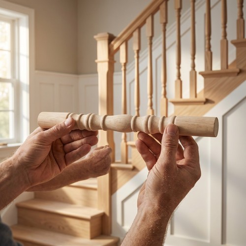 Unfinished wooden stair - ,