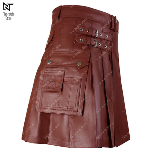 Men faux leather kilt - men's,