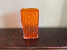 Whitefriars Glass Vase by Geoffrey Baxter Tangerine Bamboo Pattern 9669.
