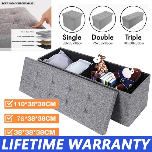 Folding ottoman storage box - folding,