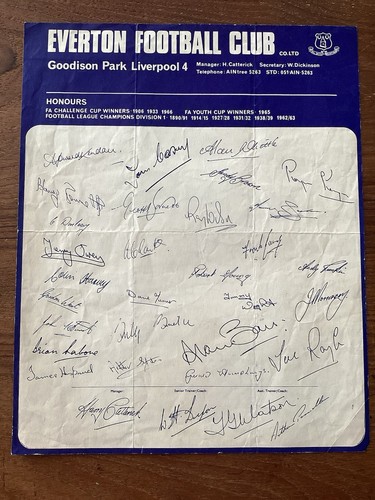 Everton club issued printed - club,