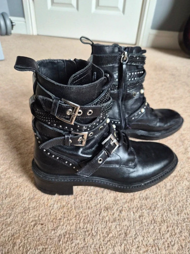 Zara black leather studded - leather,