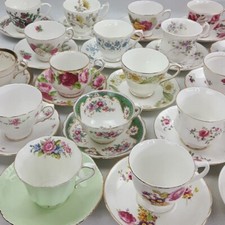 Vintage English Bone China Floral Tea Cups & Saucers - Sold Individually