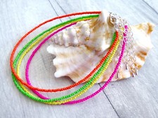 Handmade Neon Seed Bead Anklet Bracelet or Necklace Summer Surf Beach Foot Chain