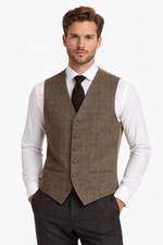 Brown Tweed Herringbone Check