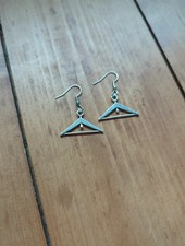 Antique Silver coloured coat hanger earrings 