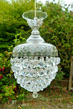Vintage Cut Glass Bag Chandelier Crystal Basket Chandelier 20 Strands 40cm Drop