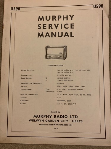 Murphy radio service manual - radio,