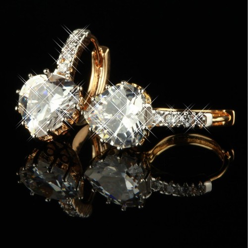 Earrings gold heart zirconia - gold,