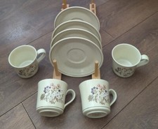 Vintage 1980s Royal Doulton Lambethware Stoneware Cups & Saucers Bredon Hill VGC