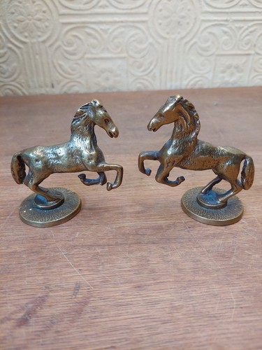 Pair vintage brass horses - pair,