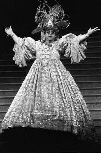 Elton john wearing typically - wearing, a