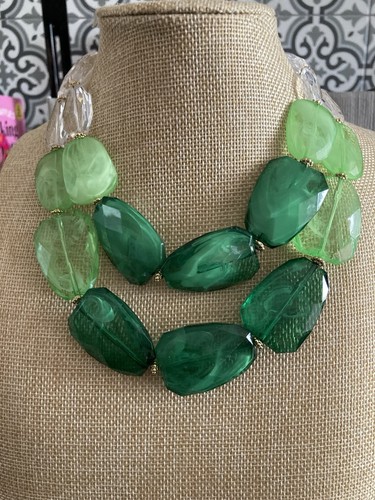 Zara green beaded acrylic - beaded,