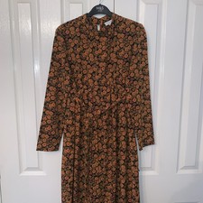 TOPSHOP worn twice orange maternity dress SIZE 12  long sleeves high neck 