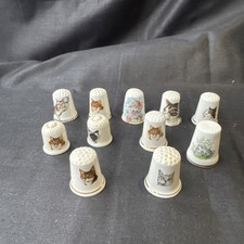 Collection Of Vintage cats Fine Bone China Thimbles x 11 