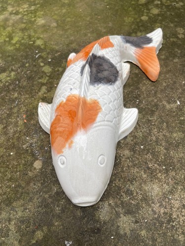 Large hand cast stone - koi, carp