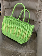 Vintage Retro style plastic wicker basket shopper 1940 1950 1960 WWII mod
