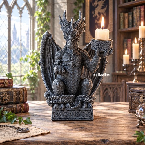 Dragon candle holder gothic - candle,