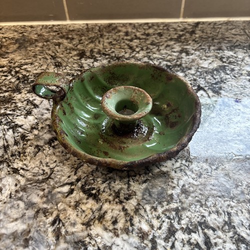 Vintage green enamel chamber - green,