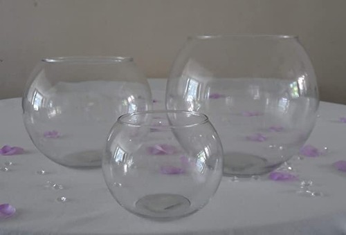 Clear glass flower round ball - clear,
