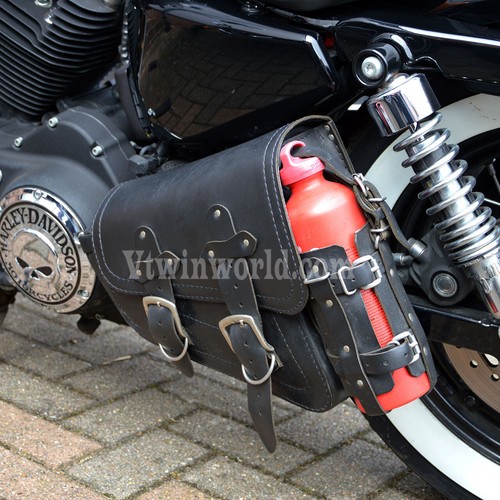 Black leather saddle - saddle, bag
