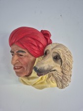 Vintage Bossons Chalkware Wall Plaque Afghani Man & Afghan Hound England