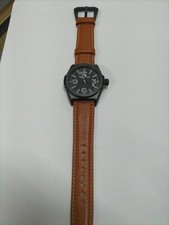 TIMBERLAND TB01AV MEN'S WATCH, BLACK DIAL WITH BROWN LEATHER STRAP NEW NO BOX.