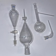 Laboratory Glassware Including - distillation flask, separatory funnel Etc