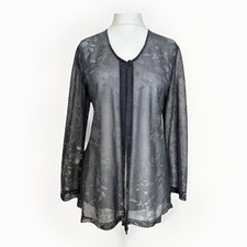 SILVER BLOUSE TOP JACKET EVENING FASHION GLOSSY GLITZY WOMEN UK 14 P2P 21” L29”