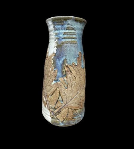 Pottery vase oak - pottery, leaf