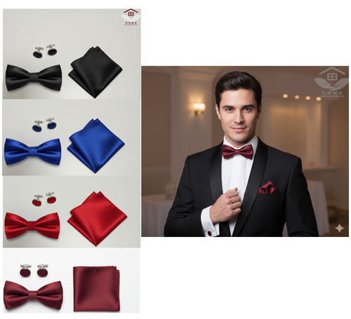 Bow tie cufflinks handkerchief - bow,