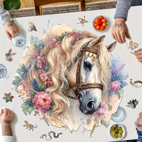 Romantic horse wooden jigsaw - horse,