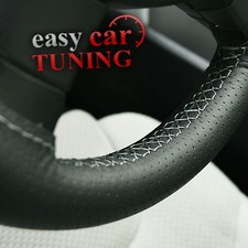 For VW Transporter T4 Black Perforated Real Leather Steering Wheel Cover Grey St