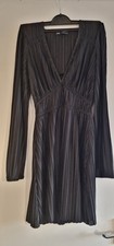 Zara V Neck Black Pleated Mini