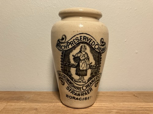 Pictorial cream pot - pot, crock